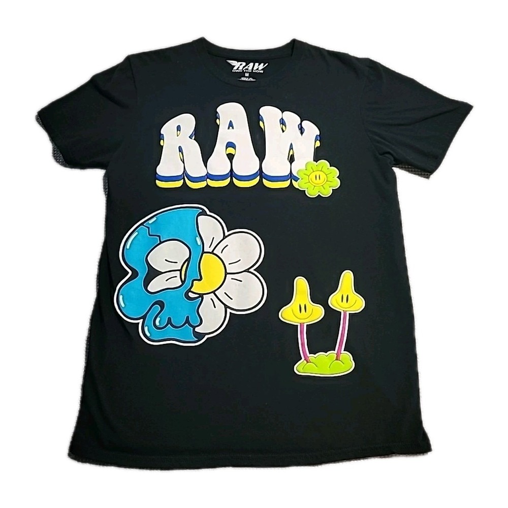 Rawyalty Smiley Drift Puff Print Shirt Mens M Mushroom Graphic Tee